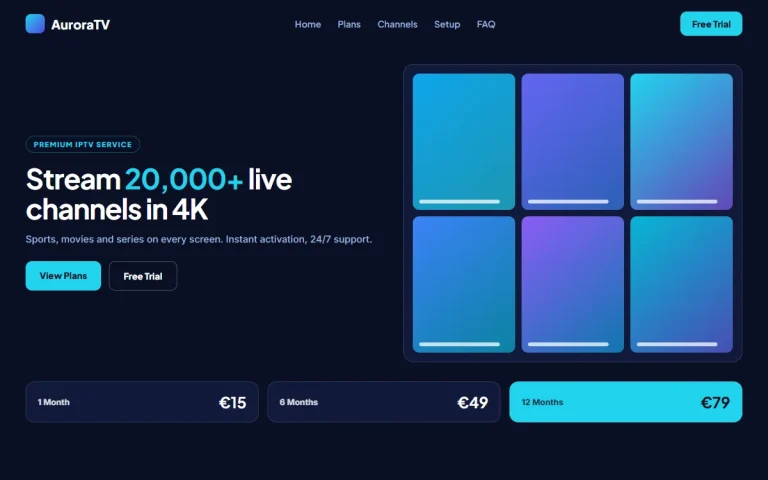 Aurora IPTV WordPress template preview (Elementor)